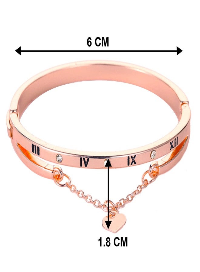 Peora Rose Gold Plated American Diamond Studded Bracelet Kada Stylish Fashion Jewellery Gift for Girls & Women (PX9B136) - Image 4