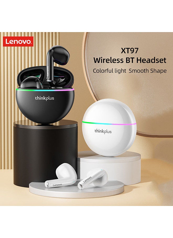 Lenovo - thinkplus XT97 Wireless BT Headphones with Flash LED Ligh Hi-Fi Stereo Sound Noise Reduction HD Call Smart Fast Pair Compatible with iOS Android System White - Image 1