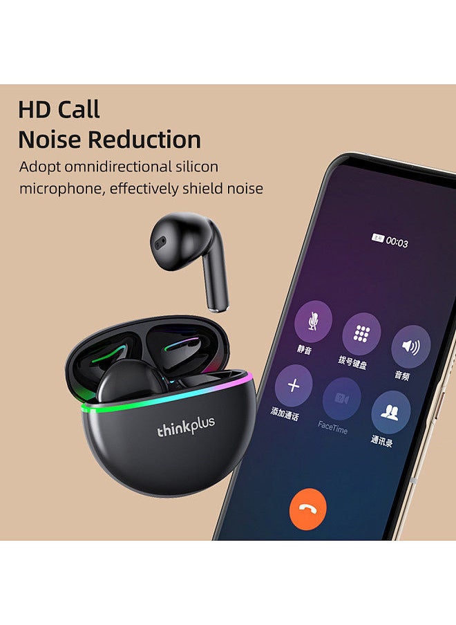 Lenovo - thinkplus XT97 Wireless BT Headphones with Flash LED Ligh Hi-Fi Stereo Sound Noise Reduction HD Call Smart Fast Pair Compatible with iOS Android System White - Image 1