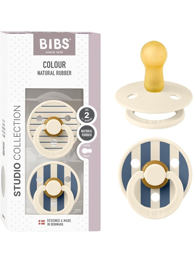 BIBS Studio Colour 2 Pack Natural Rubber Pacifiers - Image 1