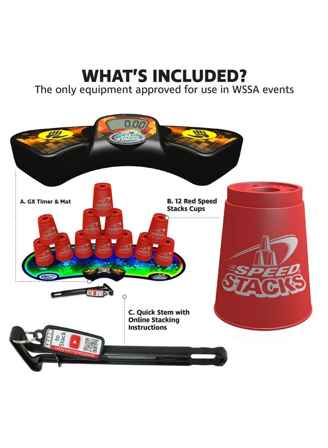 SPEED STACKS | Sport Stacking Competitor, Red - 12 Cups, Holding Stem, With Gx Timer And Mat | Wssa Approved - Image 2