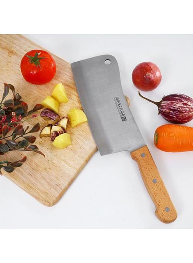 Royalford Cleaver Knife With Wooden Handle Silver/Brown 8inch - Image 4