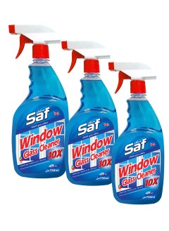 Saf Window Glass Cleaner - 3x750ml - Streak-Free Shine - Blue Formula