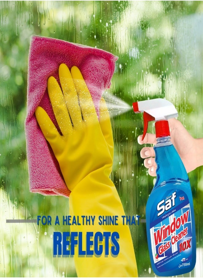 SAF - Saf Window Glass Cleaner - 3x750ml - Streak-Free Shine - Blue Formula - Image 1