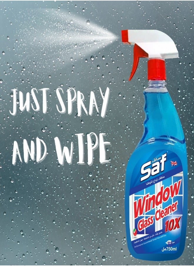 SAF - Saf Window Glass Cleaner - 3x750ml - Streak-Free Shine - Blue Formula - Image 1