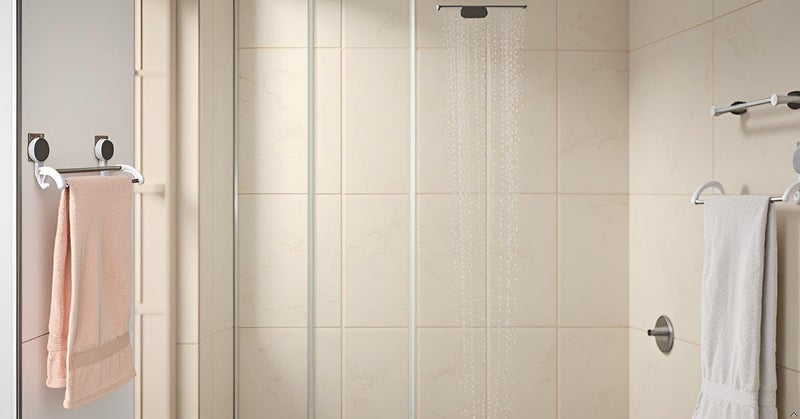 Leawall Self-Adhesive Double Towel Bar for Bathroom No Drill Wall Mounted Towel Rack with Stainless Steel Rods & Plastic Holders bathroom organiser without drill for Bathroom, Kitchen(2 Pcs,18 Inch) - Image 2