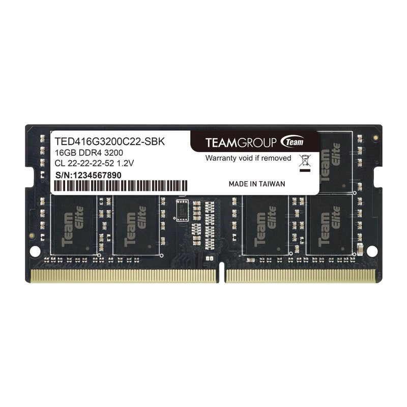 TEAMGROUP Elite DDR4 16GB Single 3200MHz PC4-25600 CL22 Unbuffered Non-ECC 1.2V SODIMM 260-Pin Laptop Memory Module Ram Upgrade -TED416G3200C22-S01 - Image 1