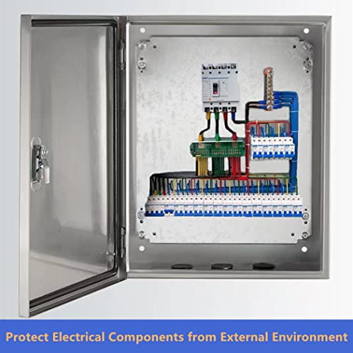 Yeaborn 304 Stainless Steel Electrical Box 20'' x 16'' x 8'' Indoor/Outdoor Electrical Enclosure Box 20" H x 16" W x 8" D with Mounting Plate Weatherproof Anti-Rust and Anti-Corrosion - Image 2