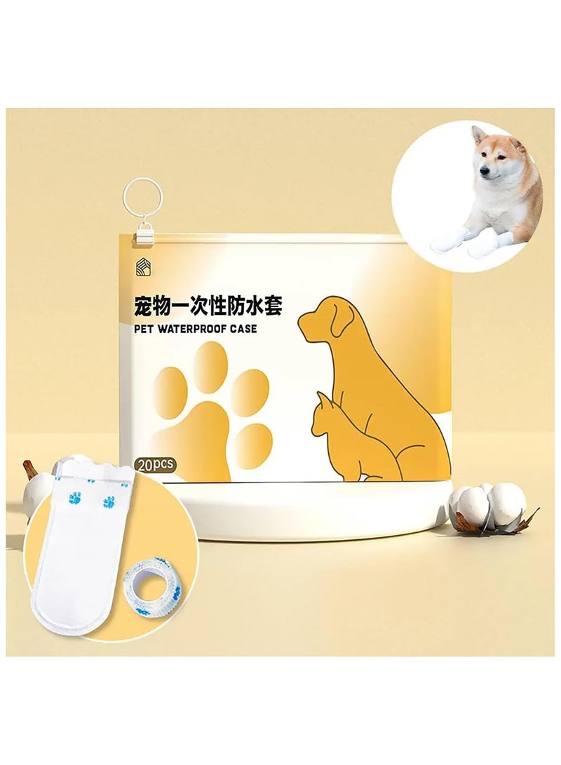 erorex 20PCS Disposable Dog Shoes,Disposable Dog Socks Paws Stop Licking with Self Adhesive Bandage,Waterproof Dirty Protection Pet Dog Boots Foot Cover for indoor & outdoor Walking (S)  - Image 1