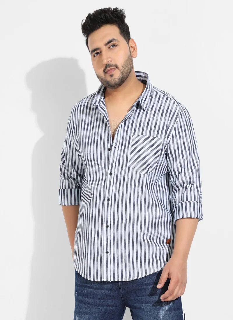 Instafab Plus Instafab Plus Men's Ombre Stripe Button Up Shirt