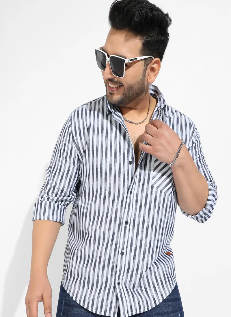 Instafab Plus Instafab Plus Men's Ombre Stripe Button Up Shirt