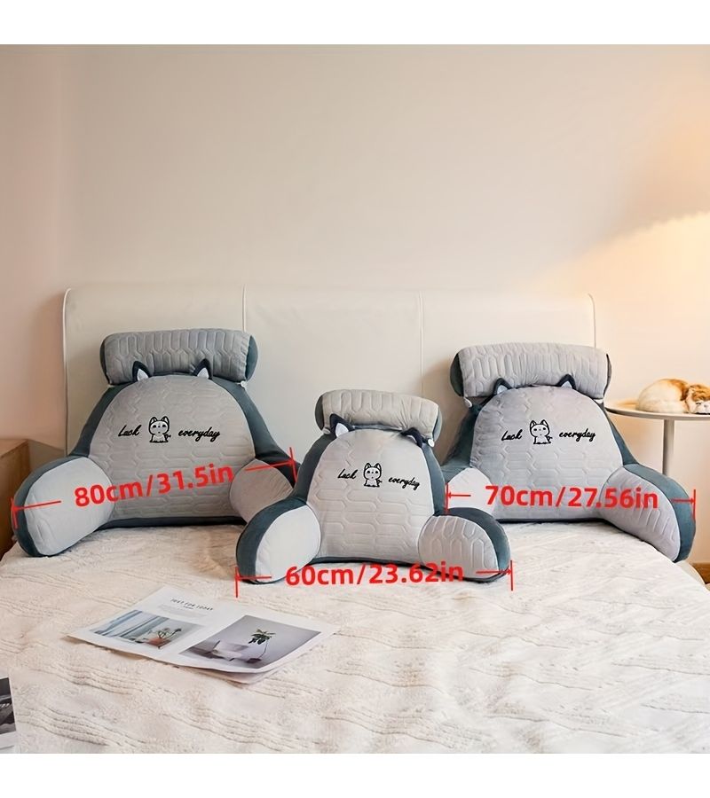 Pink Rabbit Reading Pillow With Ergonomic Back Support Soft Breathable Fabric Adjustable For Bed Sofa Chair - Image 4