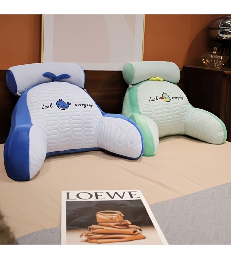 Pink Rabbit Reading Pillow With Ergonomic Back Support Soft Breathable Fabric Adjustable For Bed Sofa Chair - Image 3