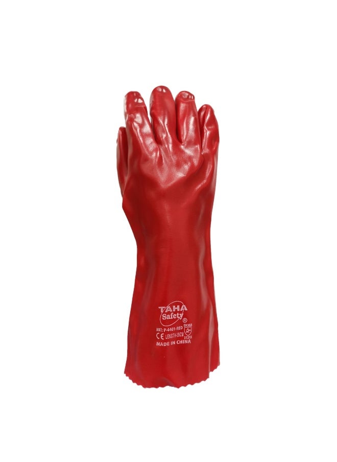 TAHA SAFETY - TAHA SAFETY BRAGG Safety Gloves – 35 CM Chemical Resistant Gloves for Handling Chemicals, Acids, and Solvents | Red | 1 Pair - Image 1