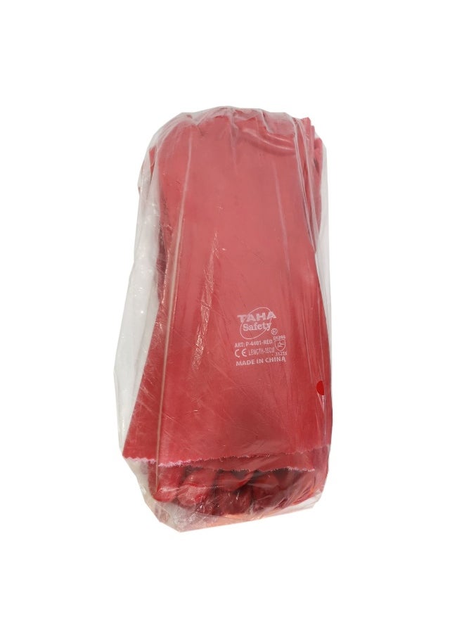 TAHA SAFETY - TAHA SAFETY BRAGG Safety Gloves – 35 CM Chemical Resistant Gloves for Handling Chemicals, Acids, and Solvents | Red | 1 Pair - Image 1