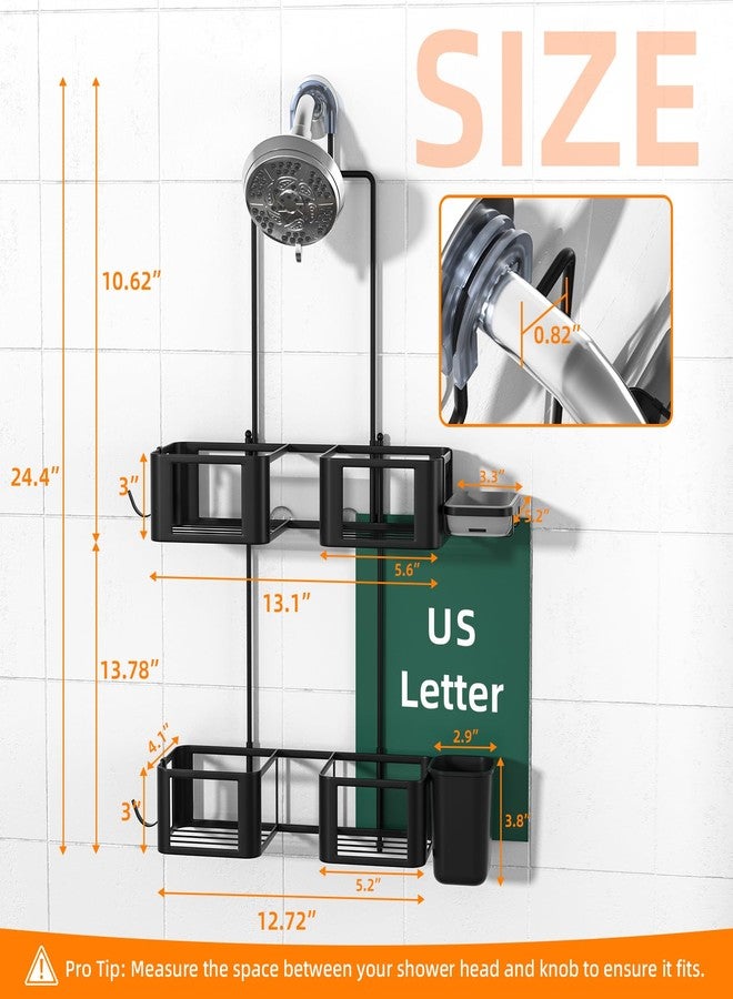 Epicano Hanging Shower Caddy for Handheld Showerheads, Anti-Swing Overhead ShowerCaddy with Removable Hooks & Holders for Razor, Sponge, Soap & Toothbrush, Stainless Steel, Black - Image 3