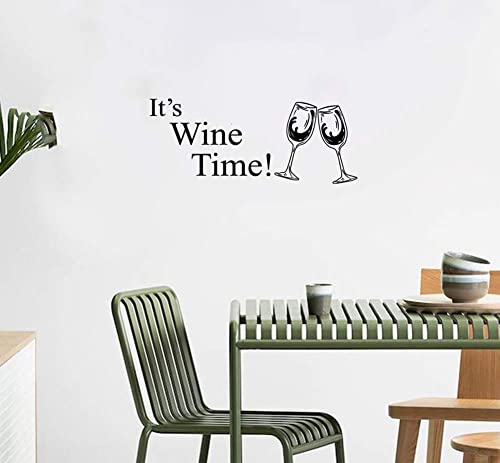 ADECALS Its Wine Time Cup Wall Sticker Quote Vinyl Wall Art Decals Home Décor - Image 3
