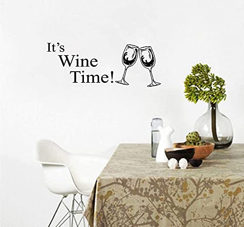 ADECALS Its Wine Time Cup Wall Sticker Quote Vinyl Wall Art Decals Home Décor - Image 2