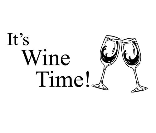 ADECALS Its Wine Time Cup Wall Sticker Quote Vinyl Wall Art Decals Home Décor - Image 1