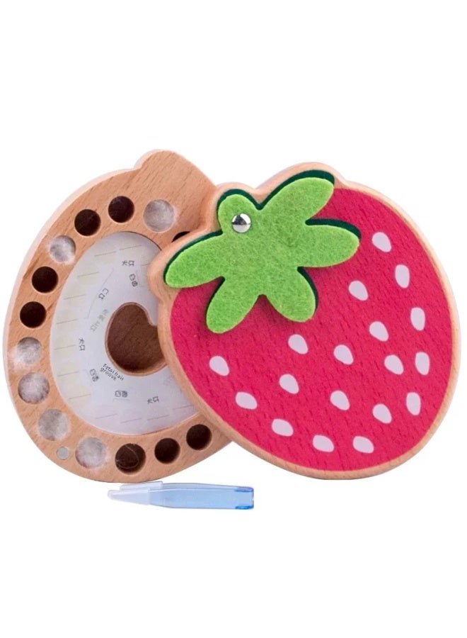 Children's Unique Teeth Storage Box Denture Pouch Fruit Box Souvenir Storage Box Baby Feeding Accessories Dental Care-Color:Strawberry Tooth Box-English  - Image 2