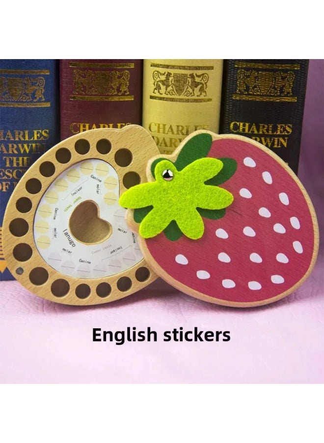 Children's Unique Teeth Storage Box Denture Pouch Fruit Box Souvenir Storage Box Baby Feeding Accessories Dental Care-Color:Strawberry Tooth Box-English  - Image 4