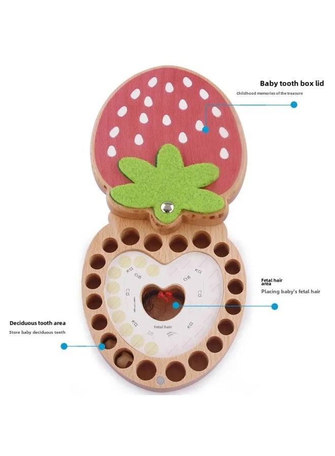 Children's Unique Teeth Storage Box Denture Pouch Fruit Box Souvenir Storage Box Baby Feeding Accessories Dental Care-Color:Strawberry Tooth Box-English  - Image 5