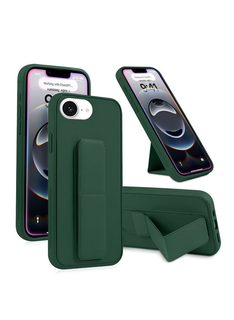 JAJEEK Apple iPhone 16e 5G 2025 Hand Grip Foldable Magnetic Kickstand Wrist Strap Finger Grip with Built-In Iron Case Cover – Dark Green, Durable, Protective, Secure, Adjustable Stand - Image 1