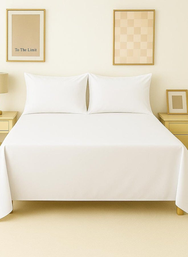 سنوز، طقم ملاية عاديه، قطعتين، أبيض، 180*220 سم ) - Image 2