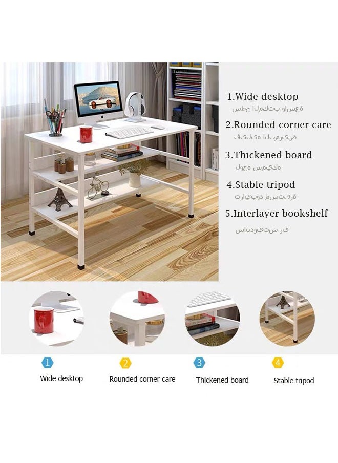 Generic Computer Desk Home Office Desk Writing Desk Work Table with Storage Shelf for Home Office  - Image 2