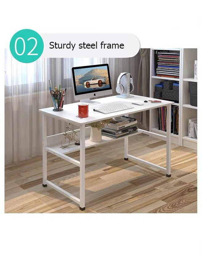 Generic Computer Desk Home Office Desk Writing Desk Work Table with Storage Shelf for Home Office  - Image 4