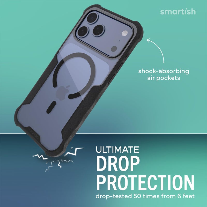 SmartishÂ® iPhone 17 Pro Max MagSafe Case - Gripzilla Protective Magnetic Case for Men [Rugged + Tough] Military Grade Heavy Duty Grip Armor - Drop Tested for Apple iPhone 17 Pro Max - Clearly Black - Image 2