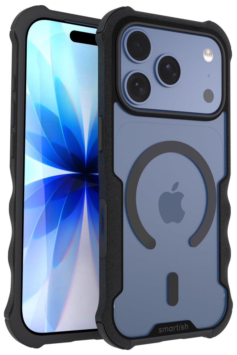SmartishÂ® iPhone 17 Pro Max MagSafe Case - Gripzilla Protective Magnetic Case for Men [Rugged + Tough] Military Grade Heavy Duty Grip Armor - Drop Tested for Apple iPhone 17 Pro Max - Clearly Black - Image 1