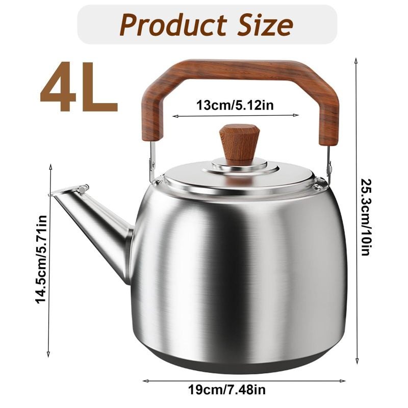 Whistling Stovetop Kettle: Silver Stainless Steel, Fast Boiling, Large Capacity Tea Kettle for Home Kitchen - Image 3