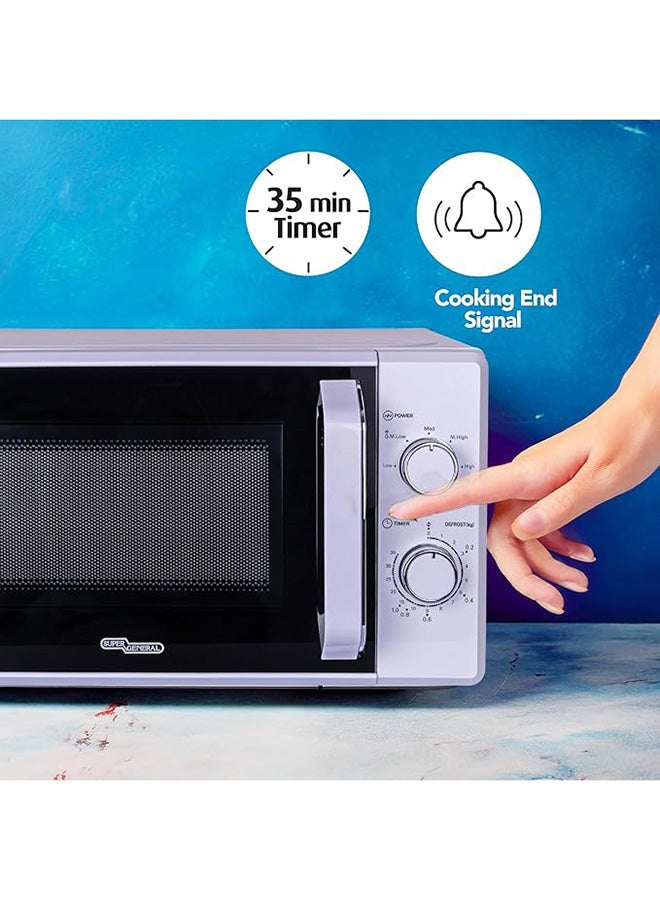 SUPER GENERAL 20 Liter Microwave Oven, 700W, 5 Microwave Power Levels, 35-Minute Kitchen Timer, Defrost, Cooking End Signal, Defrost Timer, White, SGMM921NHW SGMM921NHW white - Image 3