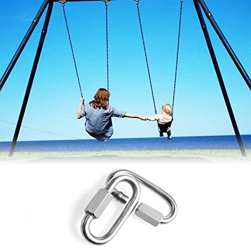 REZNOR Heavy Duty Oval Shape Galvanized Steel Screw Link Snap Hook Carabiner/Hook Swing Connector Multipurpose, SnapHook for Weight-Lifting Mountain Swinging Climbing Gym Silver (Pack of 4) - Image 5