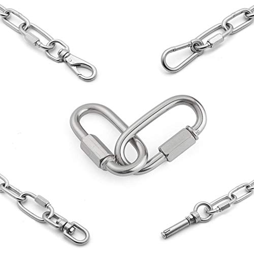 REZNOR Heavy Duty Oval Shape Galvanized Steel Screw Link Snap Hook Carabiner/Hook Swing Connector Multipurpose, SnapHook for Weight-Lifting Mountain Swinging Climbing Gym Silver (Pack of 4) - Image 2