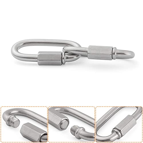 REZNOR Heavy Duty Oval Shape Galvanized Steel Screw Link Snap Hook Carabiner/Hook Swing Connector Multipurpose, SnapHook for Weight-Lifting Mountain Swinging Climbing Gym Silver (Pack of 4) - Image 3