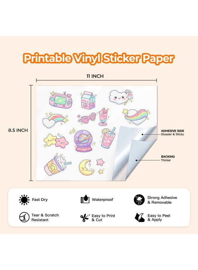 JANDJPACKAGING Printable Vinyl for Inkjet Printer - 55 Pack Matte White Printable Vinyl Sticker Paper Dries Quickly Vivid Colors, Holds Ink Well, Tear Resistant, Inkjet & Laser Printer - Image 5