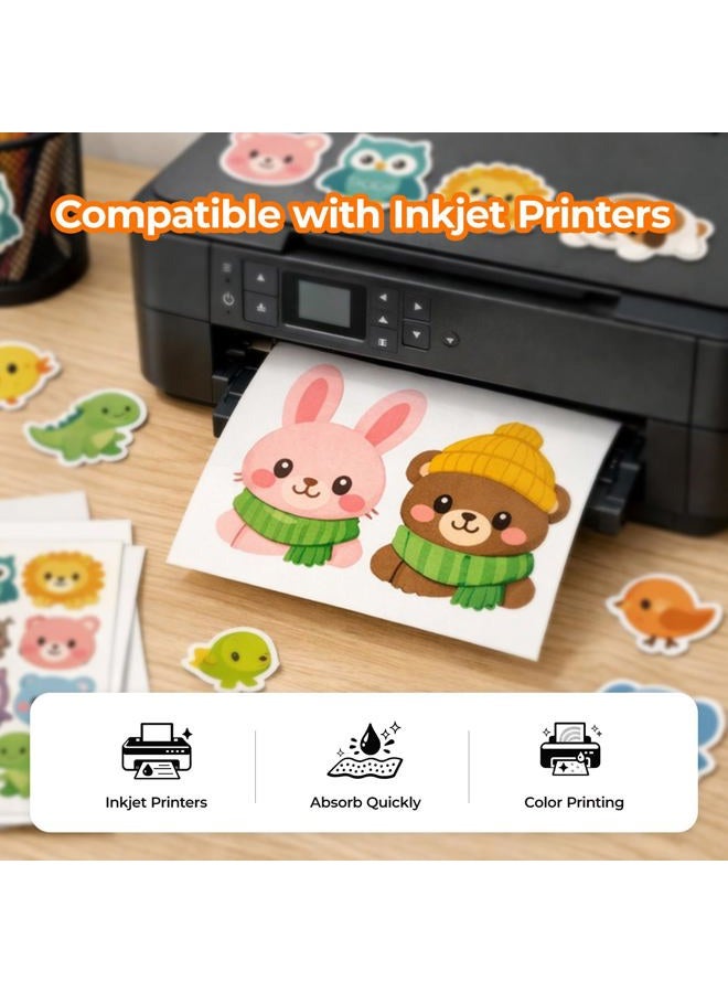 JANDJPACKAGING Printable Vinyl for Inkjet Printer - 55 Pack Matte White Printable Vinyl Sticker Paper Dries Quickly Vivid Colors, Holds Ink Well, Tear Resistant, Inkjet & Laser Printer - Image 3