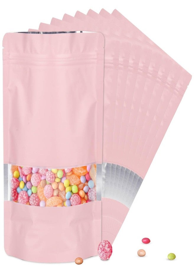 ODDIER 5.5"x7.8" 120pcs Mylar Bags for Food Storage,Smell Proof Bag with Matte Window Resealable Food Storage Bags for Small Business, Stand-up Foil Pouch Packaging Freeze Dried Candy Bag(Pink) - Image 1