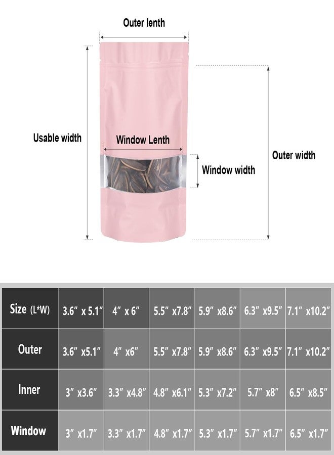 ODDIER 5.5"x7.8" 120pcs Mylar Bags for Food Storage,Smell Proof Bag with Matte Window Resealable Food Storage Bags for Small Business, Stand-up Foil Pouch Packaging Freeze Dried Candy Bag(Pink) - Image 2