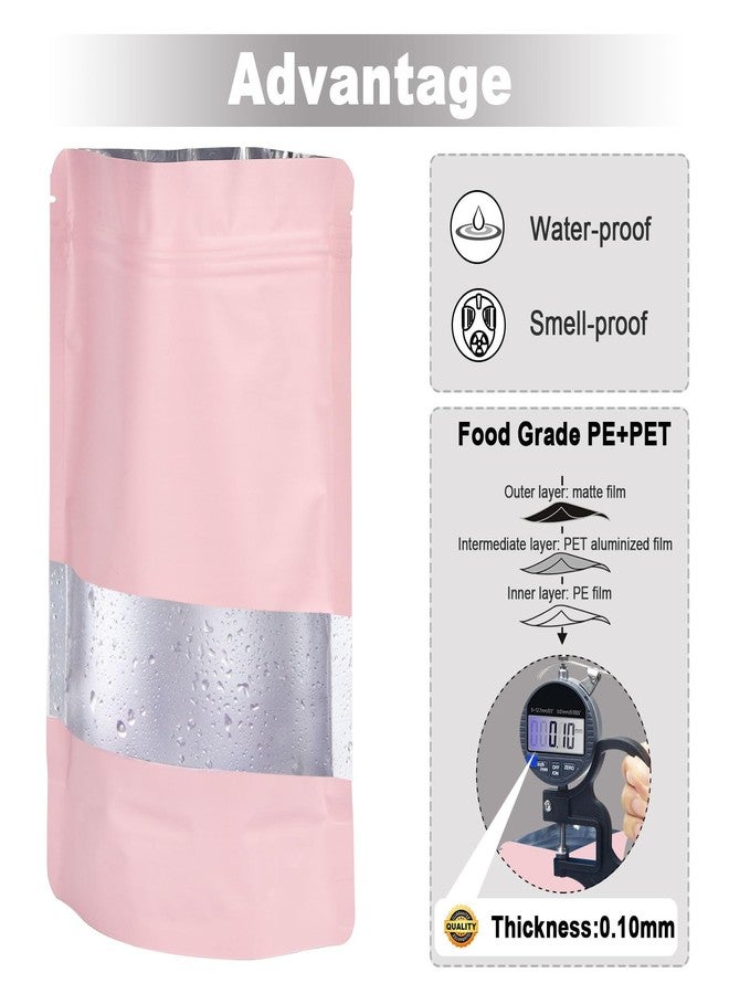 ODDIER 5.5"x7.8" 120pcs Mylar Bags for Food Storage,Smell Proof Bag with Matte Window Resealable Food Storage Bags for Small Business, Stand-up Foil Pouch Packaging Freeze Dried Candy Bag(Pink) - Image 4