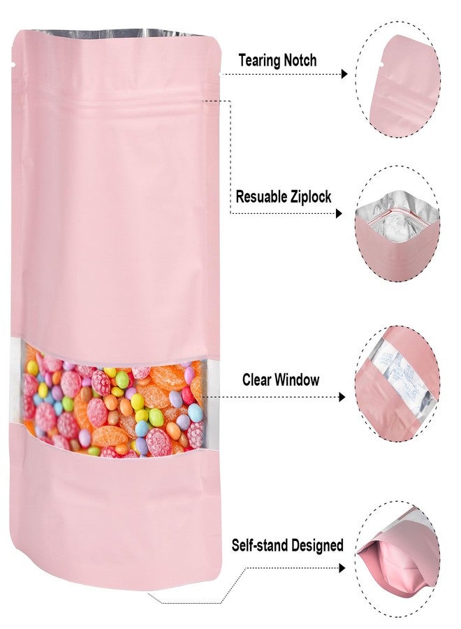 ODDIER 5.5"x7.8" 120pcs Mylar Bags for Food Storage,Smell Proof Bag with Matte Window Resealable Food Storage Bags for Small Business, Stand-up Foil Pouch Packaging Freeze Dried Candy Bag(Pink) - Image 3