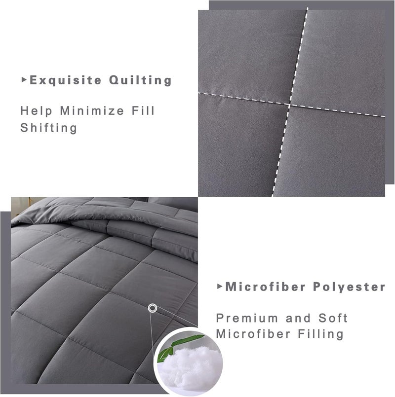 DOWNCOOL King Size Comforter Set -All Season Bedding Comforters Sets with 2 Pillow Cases -3 Pieces Bed Set Down Alternative King Bedding Set -Grey King Comforter Set(102"x90") - Image 4