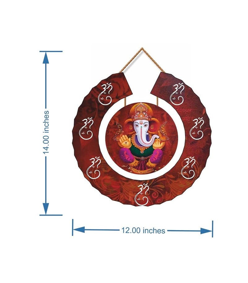 Crafts World Wooden Round Shaped Wall Hanging (Large, Red) - Image 2