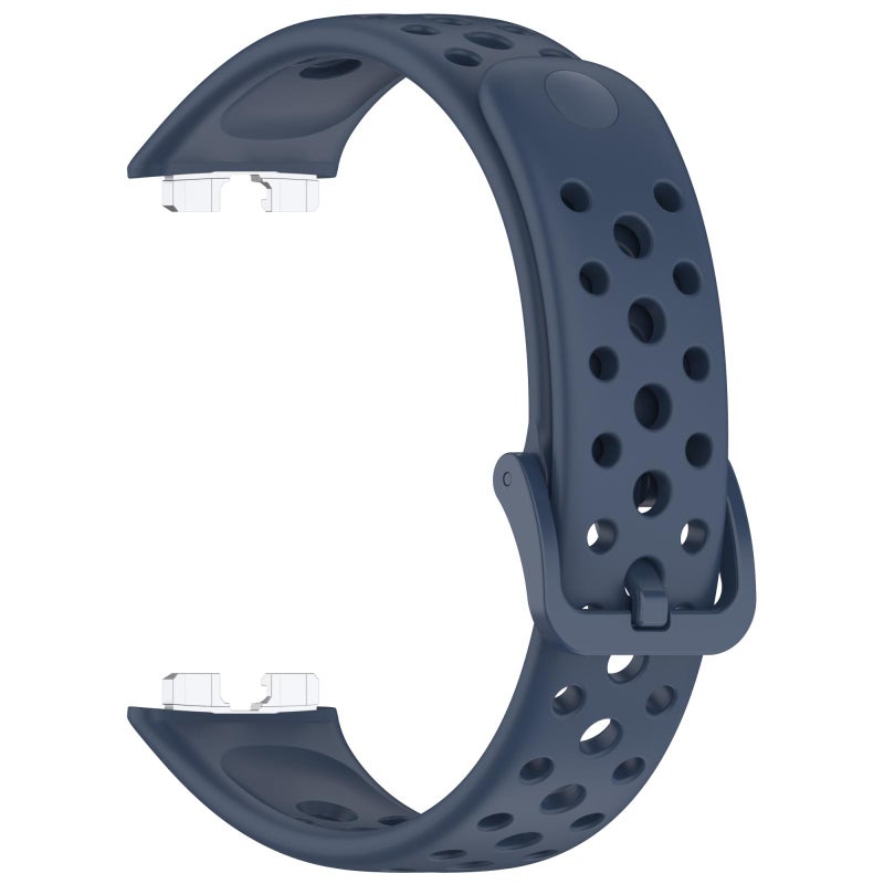 إيروريكس سوار ساعة هواوي باند 10 / 9 / 8 برأس معدني وثقب دائري وزر مسمار من السيليكون (أزرق توبا) - Image 3