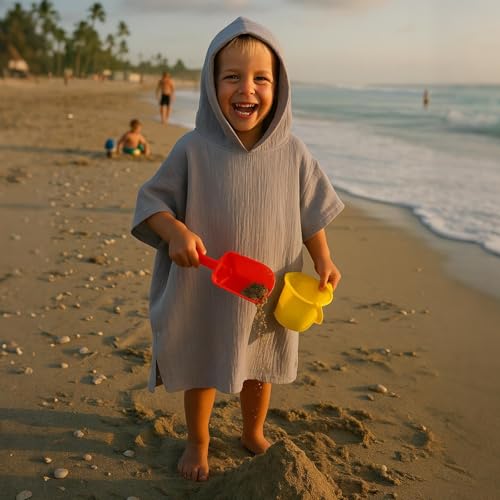 Yearntown 2 Pack Muslin Hooded Towels for Kids Cotton Newborn Bath Towels Kids Soft and Absorbent Blankets Fast Drying Toddler Registry Gift for Infant, Newborn Beach Pool Bath(Small（0-3 yrs）) - Image 5