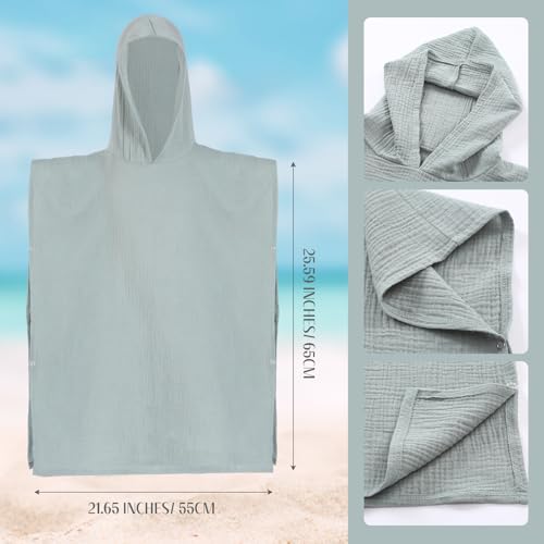 Yearntown 2 Pack Muslin Hooded Towels for Kids Cotton Newborn Bath Towels Kids Soft and Absorbent Blankets Fast Drying Toddler Registry Gift for Infant, Newborn Beach Pool Bath(Small（0-3 yrs）) - Image 3