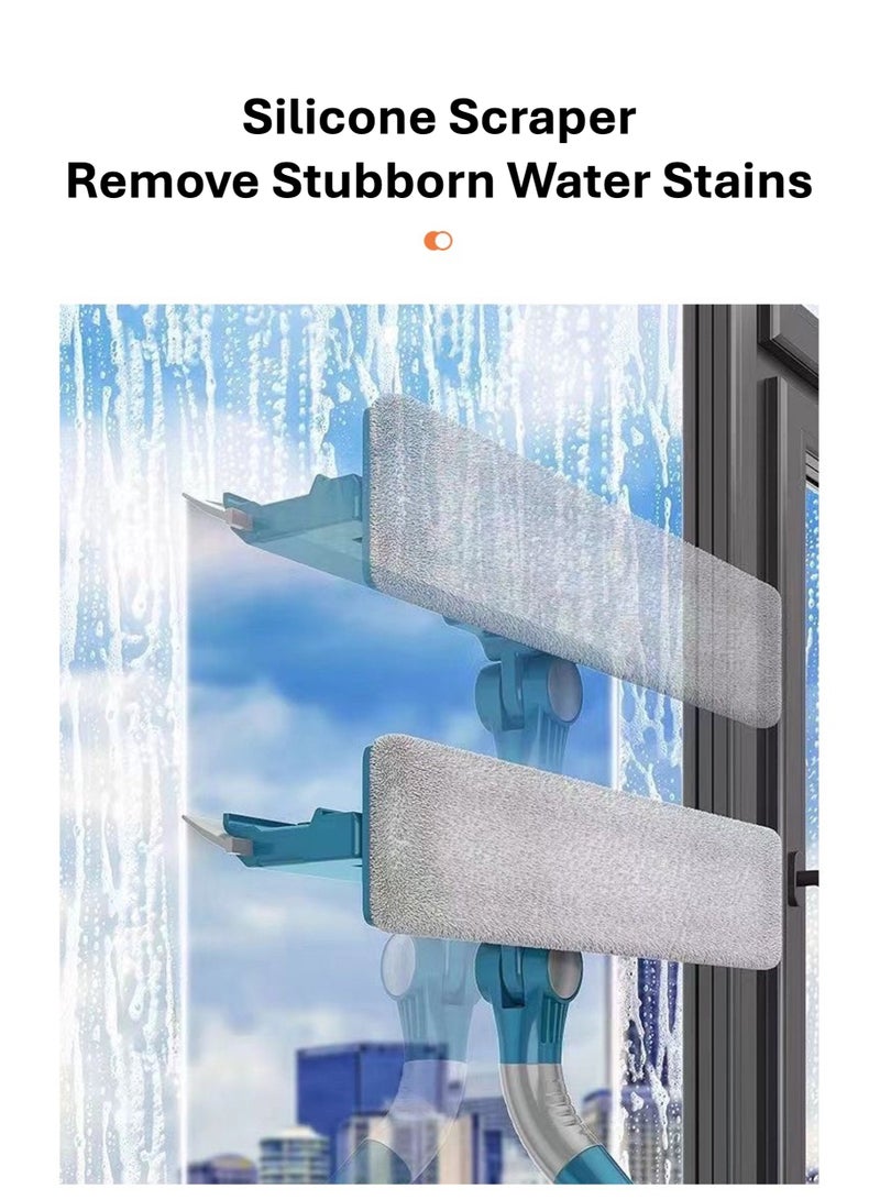 جويي ممسحة تنظيف زجاج النوافذ، ممسحة استحمام 2 في 1 مع عمود قابل للتمديد، معدات غسيل النوافذ التلسكوبية برأس قابل للانحناء، أدوات تنظيف زجاج النوافذ للمرايا الداخلية/الخارجية العالية (قابلة للتمديد حتى 120 سم) - Image 5