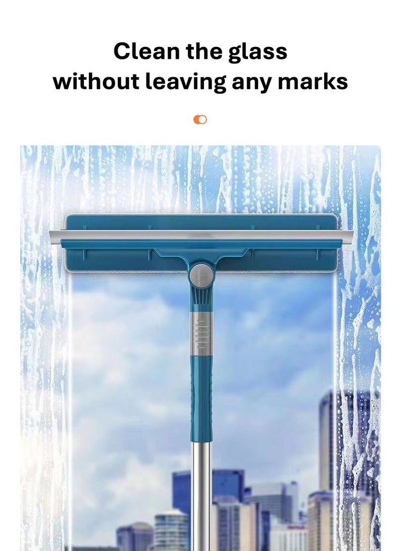 جويي ممسحة تنظيف زجاج النوافذ، ممسحة استحمام 2 في 1 مع عمود قابل للتمديد، معدات غسيل النوافذ التلسكوبية برأس قابل للانحناء، أدوات تنظيف زجاج النوافذ للمرايا الداخلية/الخارجية العالية (قابلة للتمديد حتى 120 سم) - Image 4